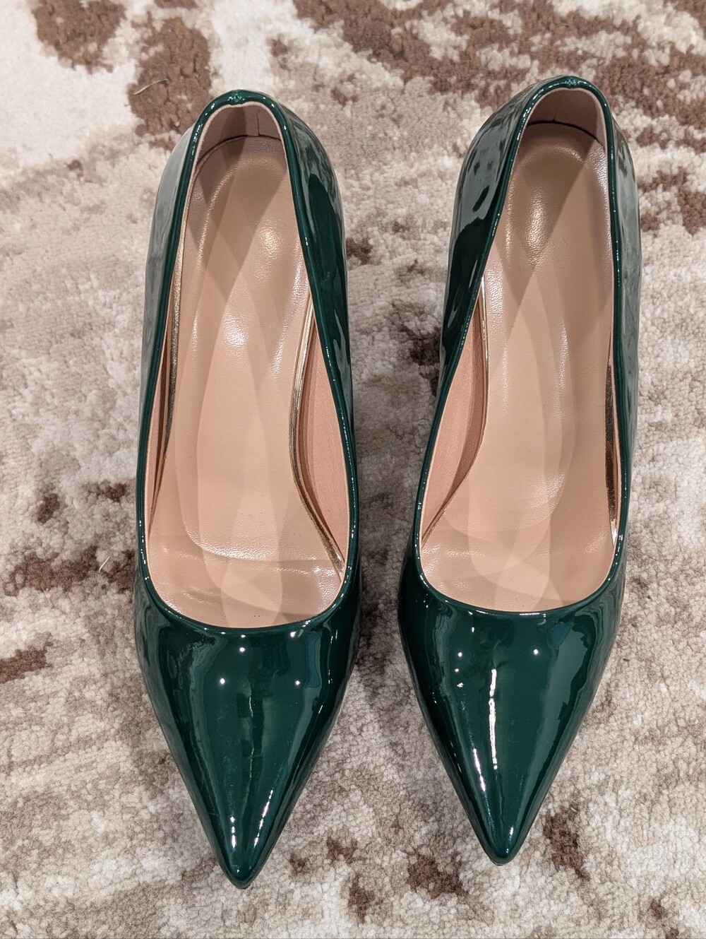 Classic Pointed Toe Patent Heel - Dark Green - Picture 5 of 6